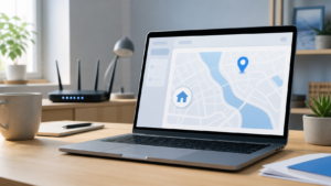 Laptop website location pin appears in another city while the home remains in its real location